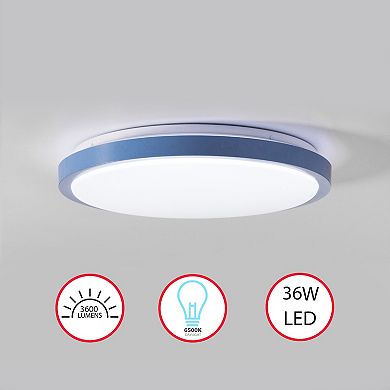 Modern Round Led Ceiling Light Fixture Flush Mount Lighting, 6500k Daylight, Medium
