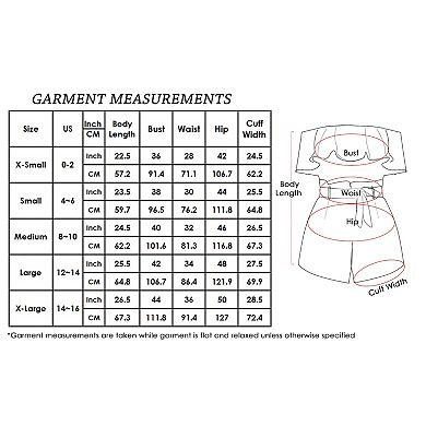 Women's Off Shoulder Jumpsuit Ruffled Bow Tie Shorts Set