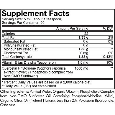 Codeage Liquid Quercetin Phytosome + Vitamin E Supplement 15.22 fl oz