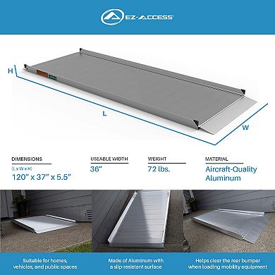 Ez-access Gateway 3g 10 Foot Solid Surface Aluminum Portable Wheelchair Ramp