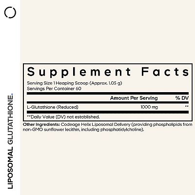 Codeage Liposomal Glutathione Powder 1000mg Supplement 2.22 oz