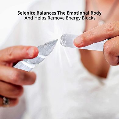 Himalayan Glow Wbm Selenite Healing Crystals, 2 Wands With Single Massage Stick 3 Count