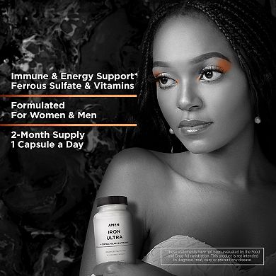 Amen Iron Ultra + Copper, Folate, Vitamin C & B12 60 ct