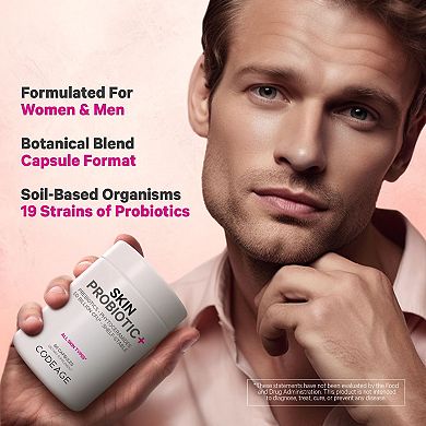 Codeage Skin Probiotics 50 Billion CFU + Prebiotics Supplement 60 ct