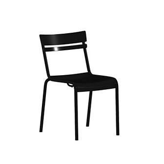 Emma and Oliver Rennes Armless Powder Coated Steel Stacking Dining Chair with 2 Slat Back for Indoor-Outdoor Use