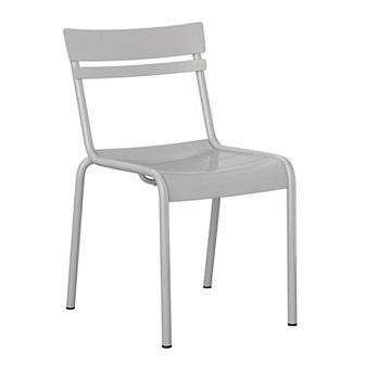 Emma and Oliver Rennes Armless Powder Coated Steel Stacking Dining Chair with 2 Slat Back for Indoor-Outdoor Use