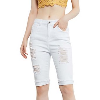 Women's High Waisted Ripped Denim Shorts
