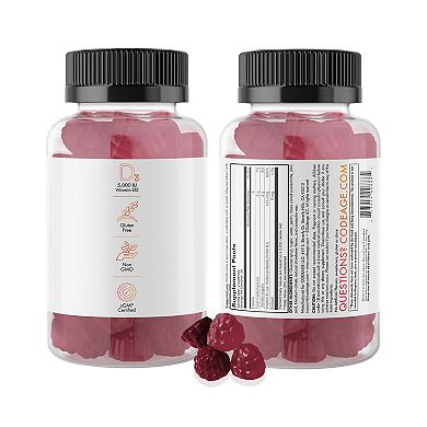 Codeage Vitamin D3 Gummies 2-pack, Pectin-based Chewable Vitamin D 5000 Iu Supplement, 120 Counts