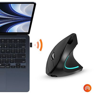 Delton S12 Ergonomic Vertical Wireless Mouse with Auto Pair USB Dongle (DMERG12-WR)