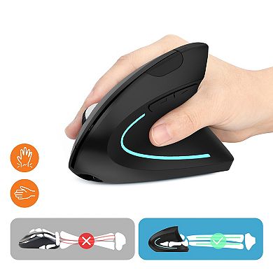Delton S12 Ergonomic Vertical Wireless Mouse with Auto Pair USB Dongle (DMERG12-WR)