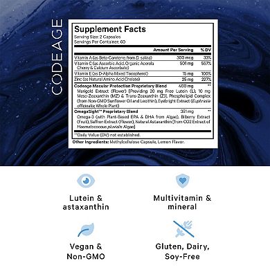 Codeage Eyes Vitamins - AREDS 2 Based Formula Supplement 120 ct