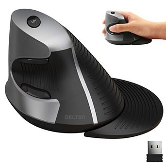 Delton S22 Ergonomic Vertical Wireless Mouse with USB Dongle, 6 Buttons (DMERGS22-WB)