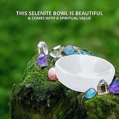 Selenite Crystal Bowl 10 Cm, Handmade Moroccan Healing Quartz Charging Crystal For Smudging