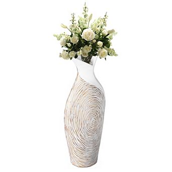 Modern Ribbed Style Designed Table Vase for Entryway Dining or Living Room