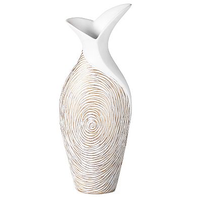 Modern Ribbed Style Designed Table Vase for Entryway Dining or Living Room