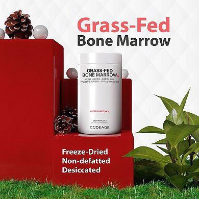 Grass-fed Bone Marrow, Bovine Whole Bone Extract, Freeze Dried, Non-defatted, Desiccated, 180 Ct