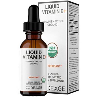 Codeage Liquid Vitamin E USDA-Certified Organic Supplement 2 fl oz
