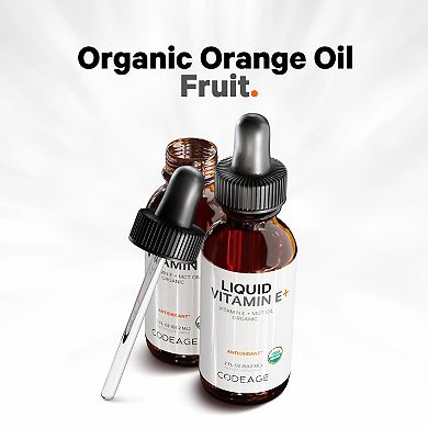 Codeage Liquid Vitamin E Usda-certified Organic, Organic Mct Oil, Organic Orange Oil, Vegan, 2 Fl Oz