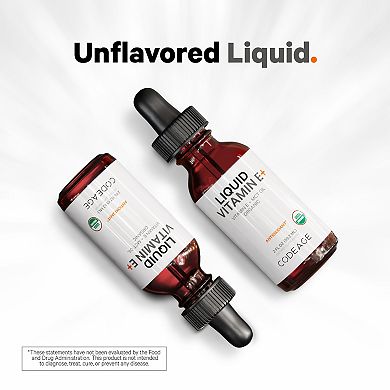 Codeage Liquid Vitamin E Usda-certified Organic, Organic Mct Oil, Organic Orange Oil, Vegan, 2 Fl Oz