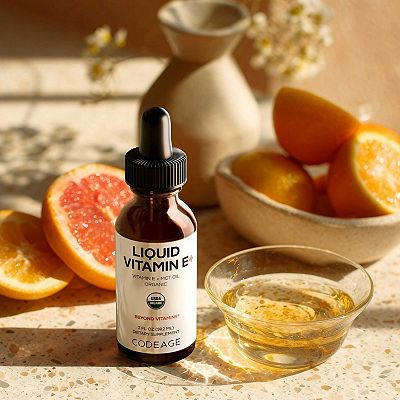 liquid vitamin e supplement Codeage Liquid Vitamin E USDA-Certified Organic Supplement 2 fl oz