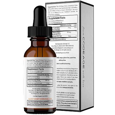 Codeage Liquid Vitamin E USDA-Certified Organic Supplement 2 fl oz