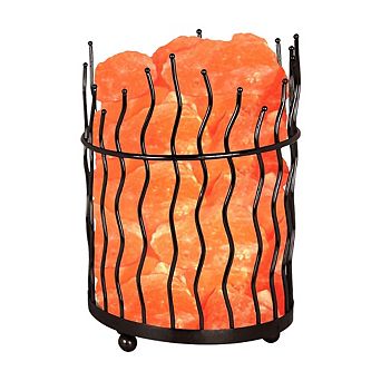 Himalayan Glow Piller Salt Basket Lamp, Single Pack, Amber Glow