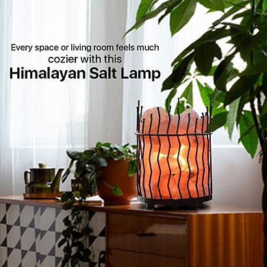 Himalayan Glow Piller Salt Basket Lamp, Single Pack, Amber Glow