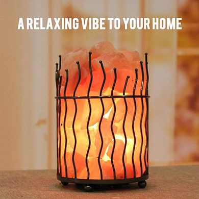 Himalayan Glow Piller Salt Basket Lamp, Single Pack, Amber Glow