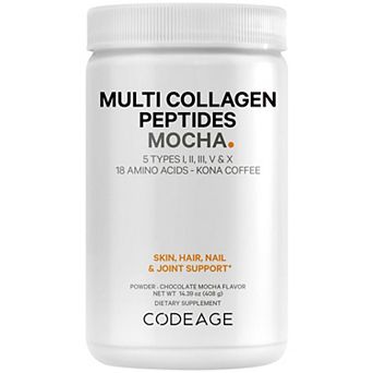 Codeage Multi Collagen Peptides Protein Mocha Powder Supplement 14.39 oz