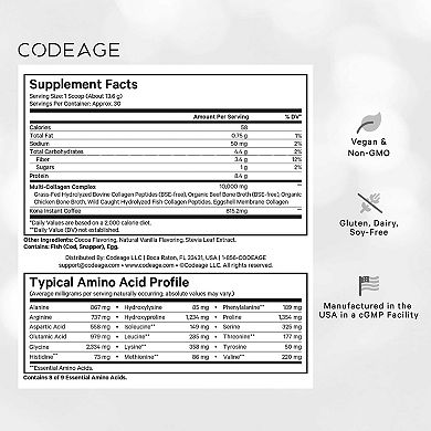 Codeage Multi Collagen Peptides Protein Mocha Powder Supplement 14.39 oz