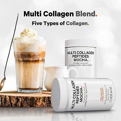 Codeage Multi Collagen Peptides Protein Mocha Powder Supplement 14.39 oz