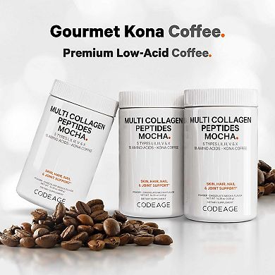 Codeage Multi Collagen Peptides Protein Mocha Powder Supplement 14.39 oz