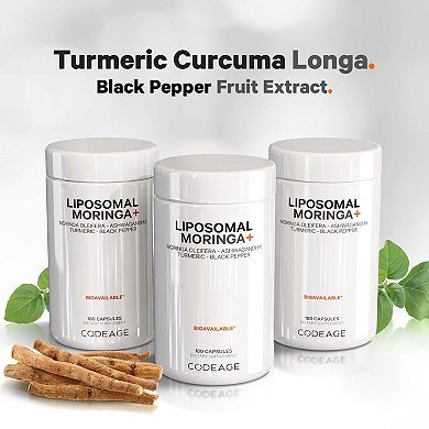Codeage Liposomal Moringa + Turmeric & Ashwagandha Supplement 180 ct