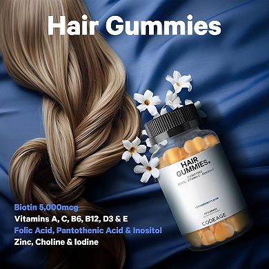 Codeage Hair Gummies Biotin Multivitamins Supplement 60 ct