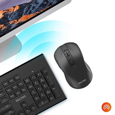Delton Wireless Keyboard & Mouse 2 Pcs, Compatible with PC, Laptops (DKBMKIT2-WB)