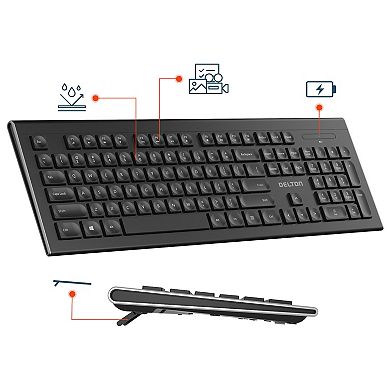 Delton Wireless Keyboard & Mouse 2 Pcs, Compatible with PC, Laptops (DKBMKIT2-WB)