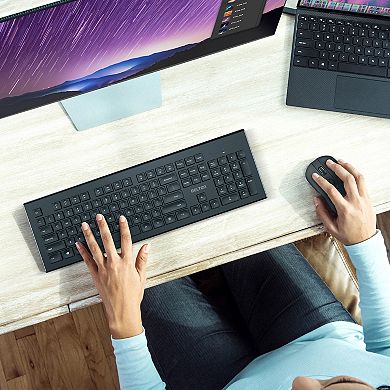 Delton Wireless Keyboard & Mouse 2 Pcs, Compatible with PC, Laptops (DKBMKIT2-WB)