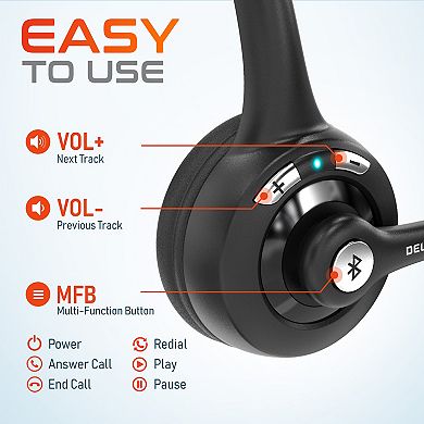 Delton 10x Noise Isolating Bluetooth Over-the-Head Headset for Office & Remote Work (DBTHEAD10X)