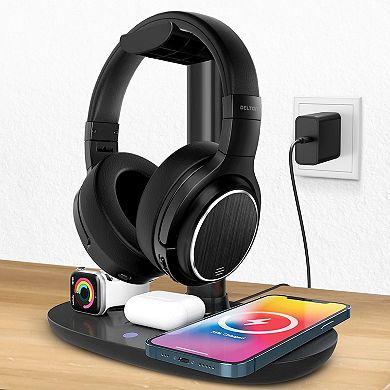 Delton M101 Wireless Computer Headset with Wireless Charger & Desktop Holder