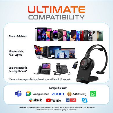 Delton 50x Noise Canceling Wireless Headset & Charging Dock (DBTHEAD50XBTDL)