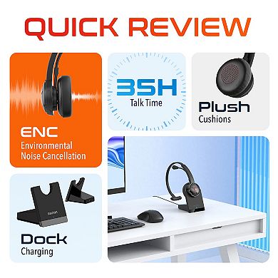 Delton 50x Noise Canceling Wireless Headset & Charging Dock (DBTHEAD50XBTDL)