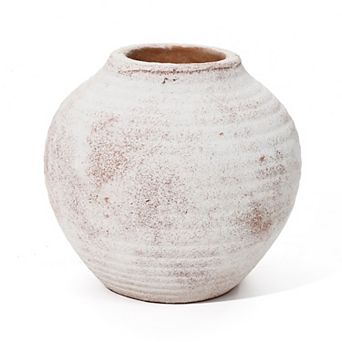 LuxenHome Marble Brown And White 7.5-inch Tall Terracotta Vase