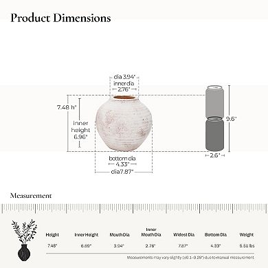 LuxenHome Marble Brown And White 7.5-inch Tall Terracotta Vase