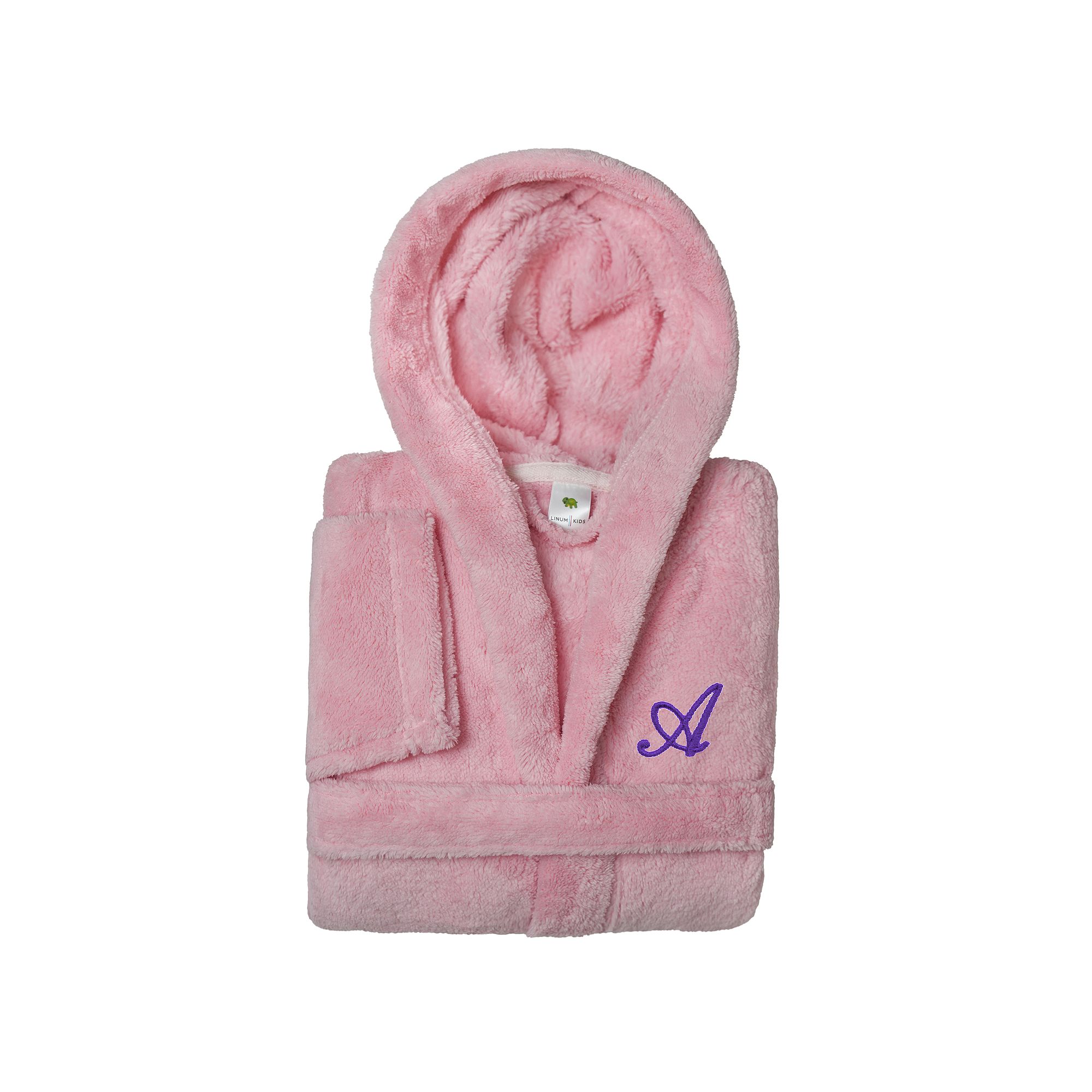 Linum Home Purple Letter Textiles Personalized Kids Super Plush Hooded Bat