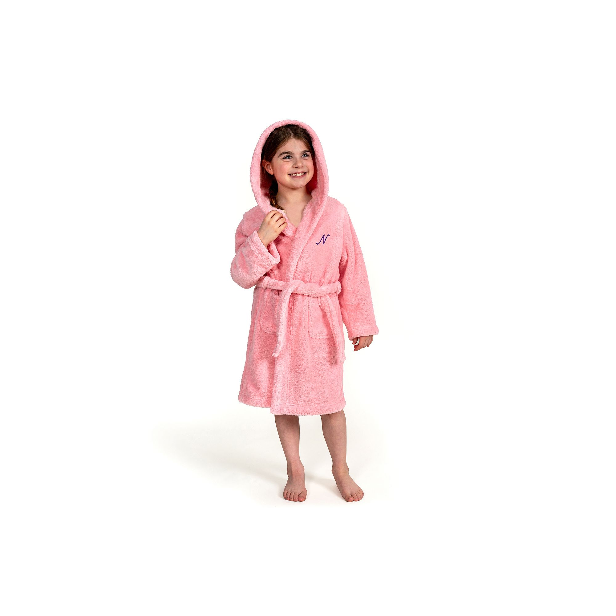 Linum Home Purple Letter Textiles Personalized Kids Super Plush Hooded Bat