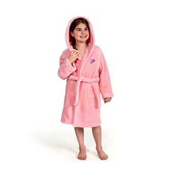 Linum Home Purple Letter Textiles Personalized Kids' Super Plush Hooded Bathrobe