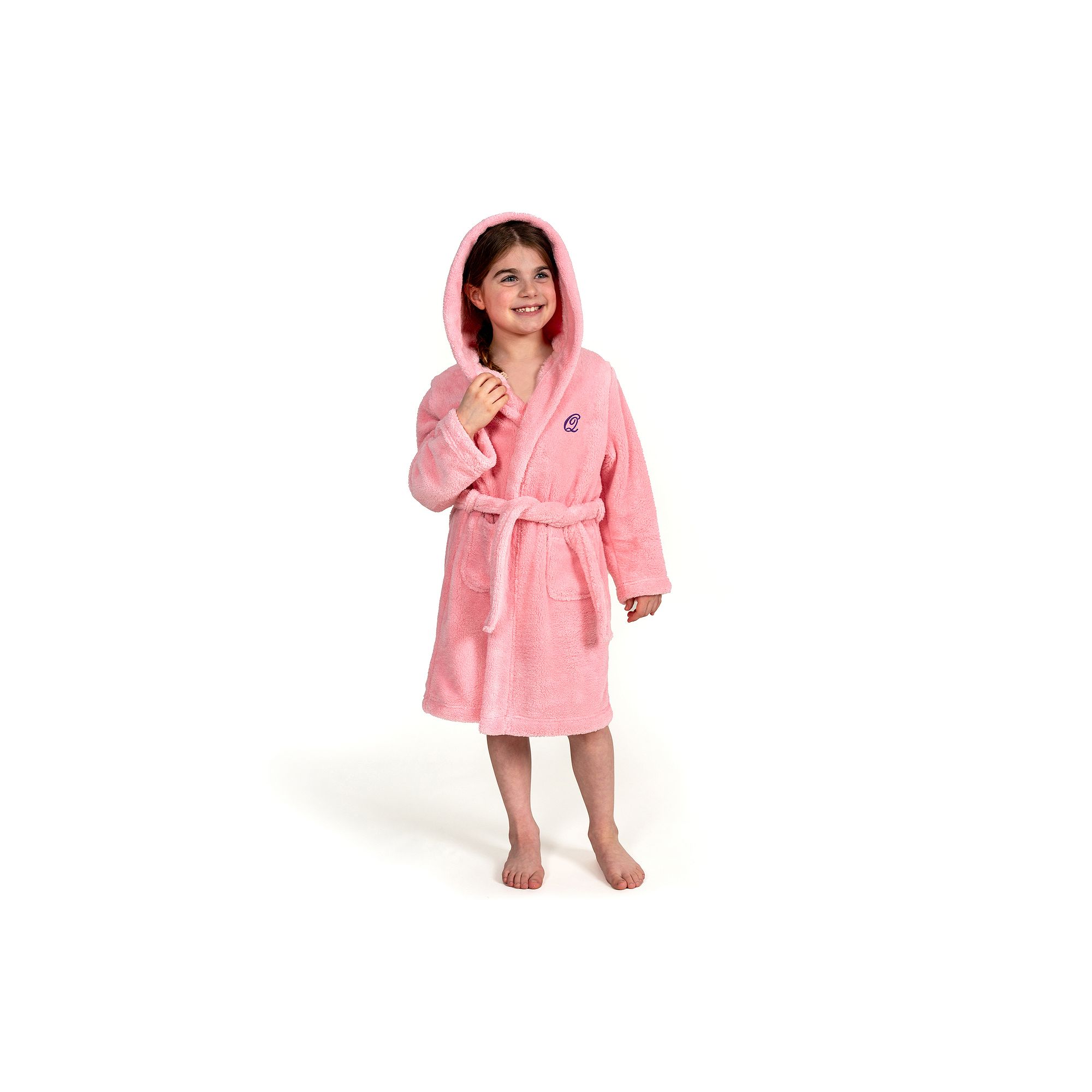 Linum Home Purple Letter Textiles Personalized Kids Super Plush Hooded Bat
