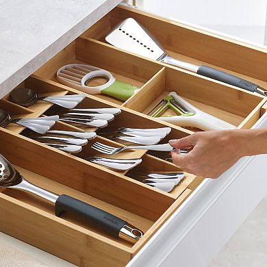 Joseph Joseph DrawerStore Bamboo Expandable Cutlery, Utensil, and Gadgets Organizer