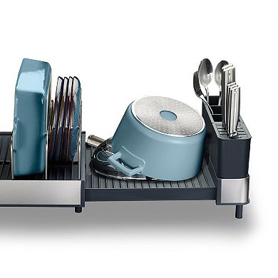 Joseph Joseph Extend Max Steel High-Capacity Expanding Dish Rack with Draining Spout