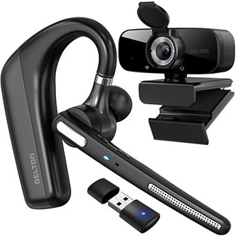 Delton 90X Wireless Headset, 1080p Webcam, Bluetooth Computer Headset Case (DBTHEAD90XBNDL)